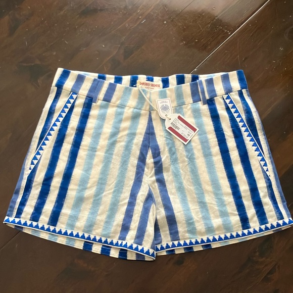 Emporio Sirenuse Blue and White Striped Shorts